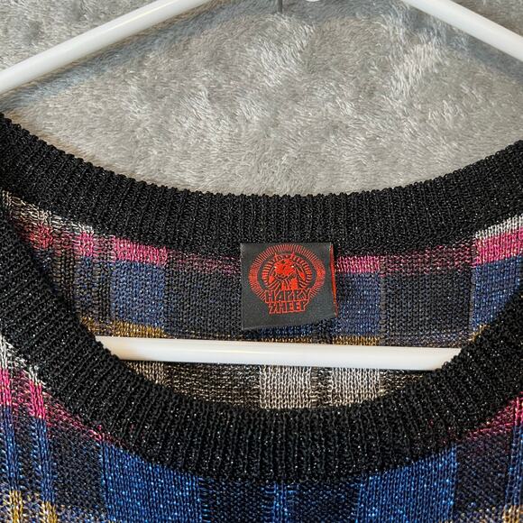 Happy Sheep Colorful Metallic Knit Fit & Flare Long Sleeve Midi Dress Sz Small - Picture 4 of 7